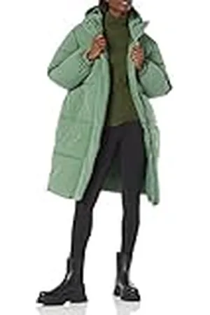 Amazon Chaqueta Acolchada Larga y de Talla Grande con Capucha (Disponible en Talla Grande) Mujer, , L