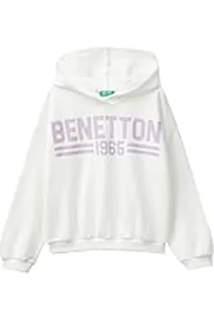Benetton Camiseta C/CAPP. M/L 3J68C203Q Sudadera con Capucha, Color Blanco, 130 cm Niñas y niñas