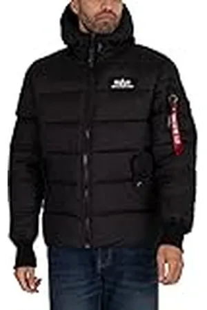 Alpha Industries Hooded Alpha FD Chaqueta, Negro (Black/Red-94), M para Hombre