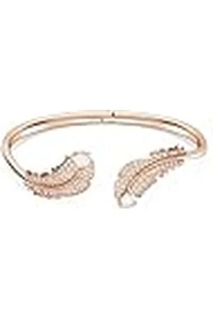 Swarovski Brazalete Nice, con Motivo de Plumas, Pavé Rosa, Baño Tono Oro Rosa, S