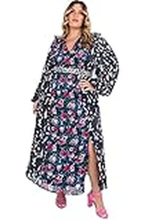 Lovedrobe Plus Size Maxi Dress for Women Ladies with Pockets Long Baloon Sleeve Slit High Waist Curve Everyday Keyhole Vestido de cóctel, 24 para Mujer