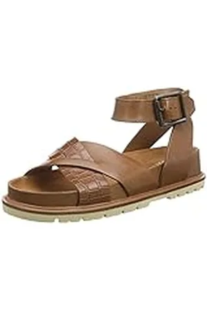 Clarks Orianna Cross, Sandalia Mujer, Piel combinada Dark Tan, 35 1/2 EU