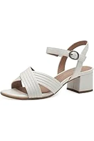 Jana Softline 8-28366-42 107 White Uni Absatzsandale Komfortable Mehrweite Alltagsschuh Festlich Elegant, Sandalia con talón Mujer, Color , 37 EU Ancho