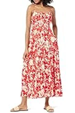 THE DROP Tavia Tie-Front Tiered Maxi Dress Vestido Largo, , M