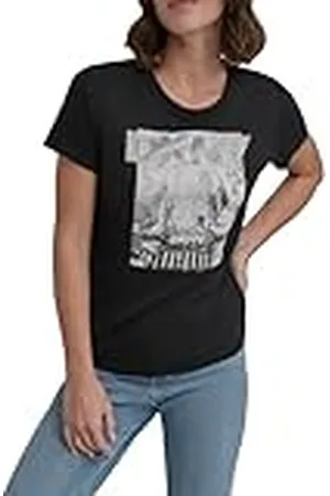 DKNY New York Snow Photo Real Logo Crew Neck tee Camiseta, , L Mujeres
