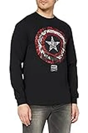 Marvel Captain America Comic Shield Camiseta de Manga Larga, , M para Hombre