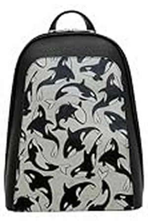 Dogo Femme Cuir Vegan Noir Sac à dos - Flowing Orca Motif