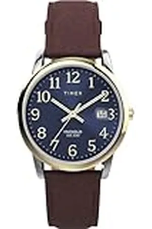 Timex Easy Reader - Reloj para hombre de 35 mm, pulsera en piel , esfera azul, caja en color plateado TW2W54500