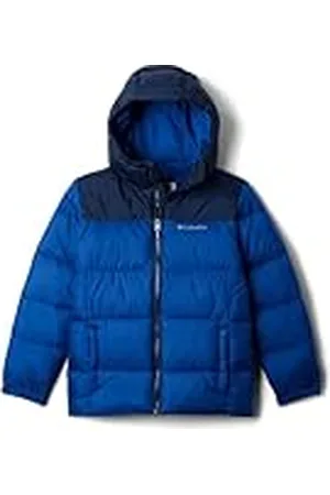 Columbia Chaqueta con capucha unisex para jóvenes, chaqueta acolchada con capucha, azul montaña, azul marino, talla XL