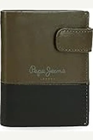 Pepe Jeans Dual Cartera Vertical con Cierre de Clic Verde 8,5x10,5x1 cms Piel