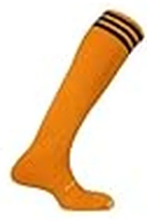 Mitre Pro Star Mercury Medias de Fútbol Juveniles Con 3 Tiras, Equipación de Fútbol, Largas Ligeras, Deportivas Transpirables, Talla 30-34, Ámbar/Negro