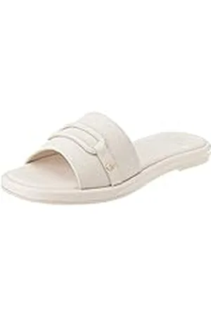 Fred de la Bretoniere Frs1426-Zapatillas de Piel de napa Suave, Sandalia Plana Mujer, Blanco/Azul, 39 EU