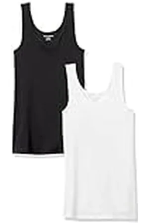 Amazon Camiseta Ajustada sin Mangas Mujer, Pack de 2, , L