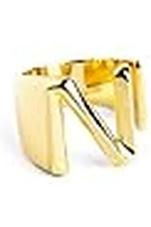 SINGULARU Anillo Personalizado Letter Signet. Macizo Ajustable. Latón con Acabado Baño de de 18 Kt. Talla Unica. Joyas para Mujer. Letra N