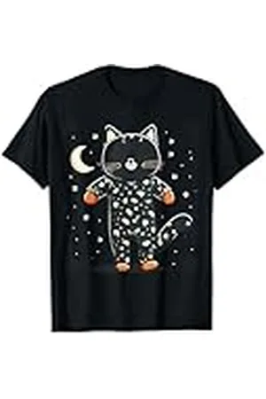 Graphic Tees Men Women Boys Girls Pijamas de gato noche gatito dibujos animados Doodle ropa de dormir Camiseta