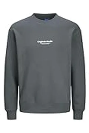 JACK & JONES Sudadera JACK&JONES Suave Jersey de Manga Larga con Estampado en 3D Suéter Holgado de Cuello Redondo JORVESTERBRO, Color:Antracita, Talla Sudadera:XS