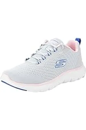 Skechers Flex Appeal 5.0, Tenis Bajos Mujer, Malla Gris, Azul y Rosa, 39.5 EU