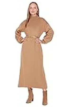 Trendyol Woman Design Midi Jile V-Neck Knitwear Dress Vestido, , M para Mujer