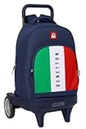 Safta BENETTON FLAG - Mochila Grande con Ruedas, Compact Evolución, Extraíble, Ideal para Niños de Diferentes Edades, Cómoda y Versátil, Calidad y Resistencia, 33x22x45 cm