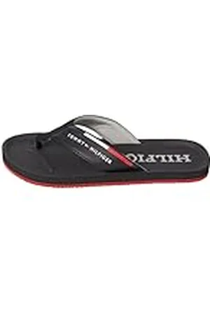 Tommy Hilfiger Chanclas Hombre Beach Sandal con logotipo, (Black), 40