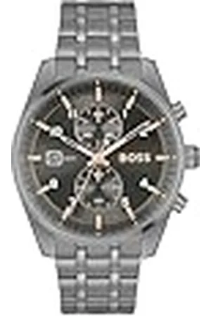 HUGO BOSS Reloj Cronógrafo de Cuarzo para Hombre Colección SKYTRAVELLER con Correa de Acero Inoxidable Gris - 1514153