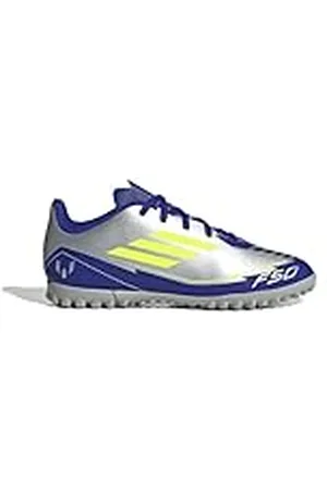 adidas F50 Club Football Boots Turf, Zapatillas, Silver Met./Solar Yellow/Lucid Blue, 23 EU