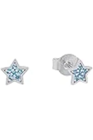 QS by s.Oliver Pendientes de plata de ley 925 niñas pendientes, con cristal, 0,5 cm, plata, estrella, Viene en caja de regalo de joyería