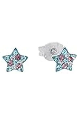 Prinzessin Lillifee Pendientes de plata de ley 925 para niñas, con Preciosa, 0,6 cm, plata, estrella, en caja de regalo, 2013175