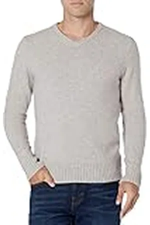 Amazon Jersey de Manga Larga con Cuello en Pico y Tacto Suave Hombre, , XXL
