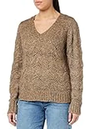 Pieces® Pcbibbi LS Knit Noos BC-Jersey con Cuello de Pico Suter Pulver, , L para Mujer