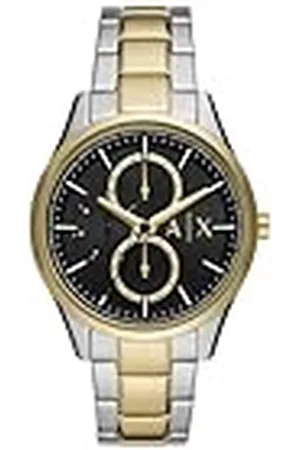 Armani Exchange Reloj para Hombre, Movimiento multifunción de cuarzo, caja de acero inoxidable plateado/oro de 42 mm con correa de acero inoxidable, AX1865