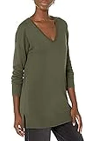 Amazon Jersey Tipo Túnica Ligero de Manga Larga y Cuello en Pico (Disponible en Tallas Grandes) Mujer, , 4XL Grande