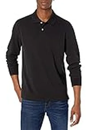 Amazon Polo de Piqué de Manga Larga con Corte Recto Hombre, , L