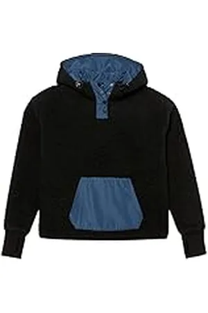 Amazon Chaqueta corta de forro polar con capucha y botones - colores interrumpidos Mujer, , XL Grande