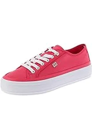 Tommy Hilfiger Mujer Sneaker vulcanizada Essential Canvas Zapatillas, Rosa (Bright Cerise Pink), 38 EU