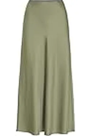 VILA Viellette HW Long Skirt-Noos Falda Acampanada, Verde Aceite, 42 Mujeres