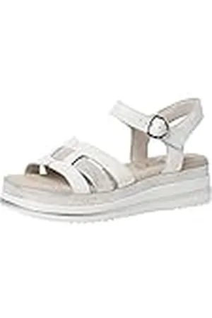 Tamaris 8-88700-20, Sandalias Planas Mujer, White/Silver, 40 EU Ancho