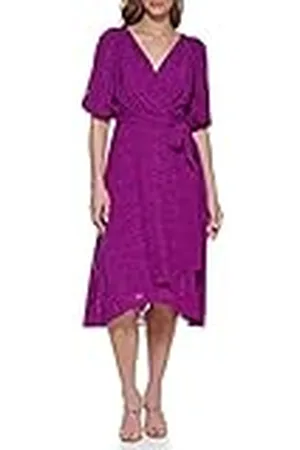 DKNY Asymmetrical Hem Faux Wrap Dress Vestido, , 44 Mujeres