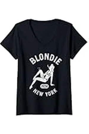 Blond Amsterdam Mujer 1974 New York Pin Up Girl Vintage Band Camiseta Cuello V