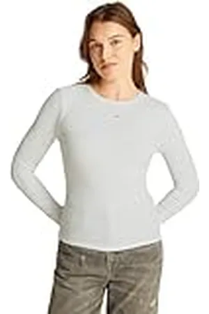 Tommy Hilfiger Camiseta de Manga Larga Mujer Slim Fit Essential de algodón, Blanco (Ecru), S