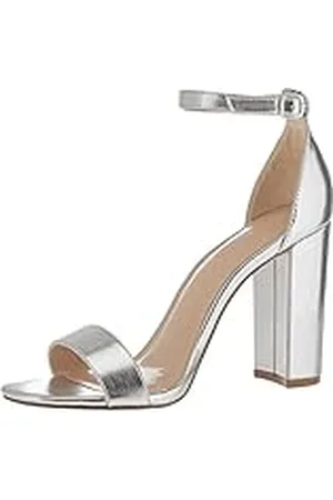 THE DROP Rebecca Sandalia de Tiras de Tacón Alto de Bloque para Mujer, Plata, 36.5