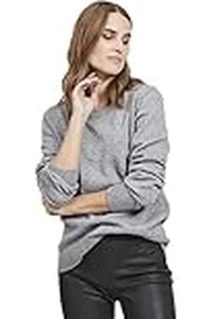 VILA Viril O-Neck L/S Knit Top-Noos Jersey de Punto, Color Gris, XL para Mujer