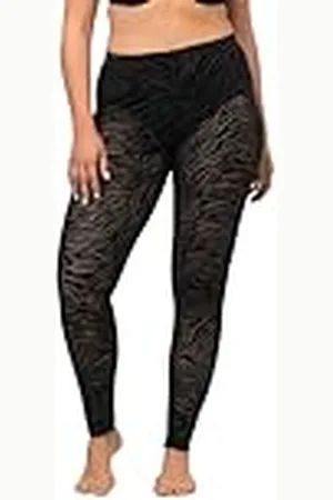 Ulla Popken Leggings de Malla, Estampado Animal Grandes-Talla Extra, , 64-66 para Mujer
