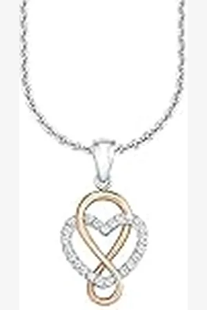 QS by s.Oliver Collar con colgante de plata de ley 925 collar de las señoras, con zirconia cúbica synth., 42/45 cm, oro, corazón, Viene en caja de regalo de joyería