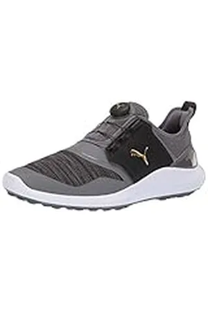 PUMA Ignite Nxt Lace, Zapatos de Golf Hombre, Quiet Shade Team Oro Negro, 47 EU