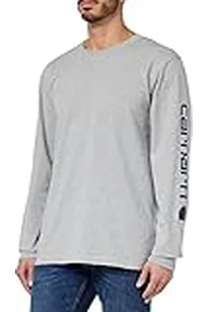 Carhartt Hombre, Camiseta Con Logotipo Gráfico En La Manga Larga, Tejido Grueso, Ajuste Ligeramente Holgado, , XL