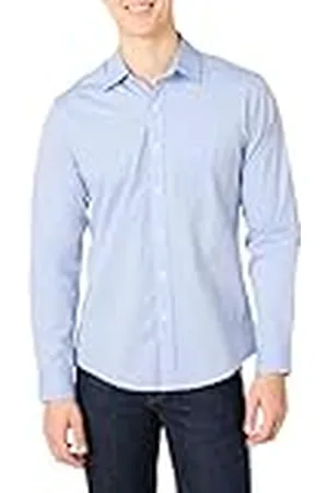 Amazon Camisa de Popelín de Manga Larga y Ajuste Entallado Hombre, , XXL