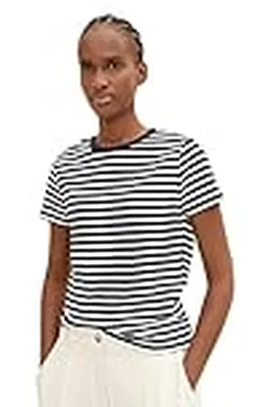TOM TAILOR 1035867 Camiseta, 29133-White Blue Stripe, L para Mujer