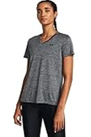Under Armour UA Tech SSV Twist Camiseta de manga corta para mujer, camiseta de deporte cómoda, color gris brezo/gris acero/negro