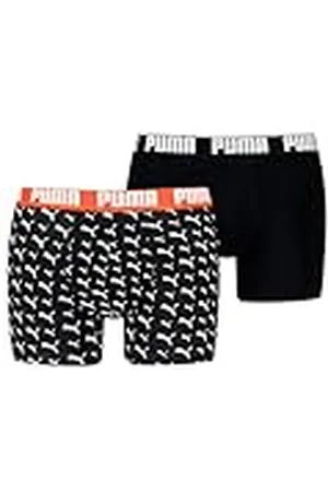 PUMA Logotipo de Elements Calzoncillos Boxeadores, Negro/Rojo, L Hombres